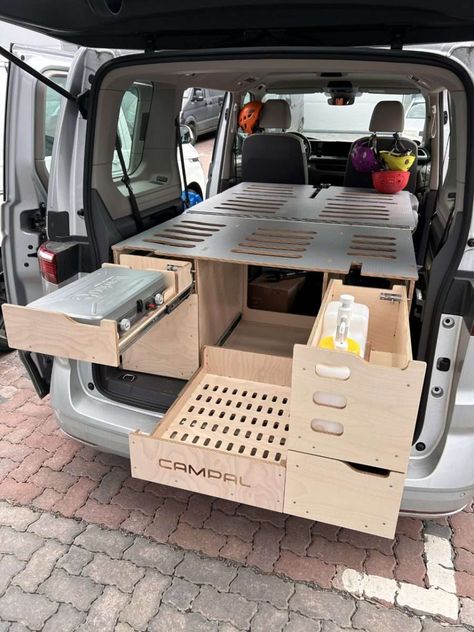 Transporter Vw, Berlingo Camper, Caddy Camper, Vw Caddy Maxi, Camper Box, Kangoo Camper, Van Furniture, Minivan Camping, Truck Bed Camping