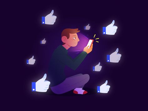 A person addicted to social media by Laura Alcocer Addicted To Social Media, Social Media Signs, Man Vector, Flat Design Illustration, Isometric Design, Cute Shark, Social Sites, Cartoon Man, Woman Illustration