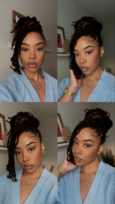 Hairstyle Locs Black Women, Loc Braid Out Styles, Holiday Loc Styles, Loc Updo Medium Length, Loc Styles Shoulder Length, Braided Loc Updo, Wedding Loc Styles, Loc Updo Styles, Updo Locs Hairstyles For Women