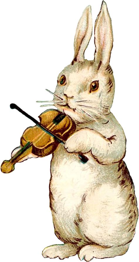 Easter Songs, Playing The Violin, Vintage Easter Cards, Easter Postcards, Easter Images, The Violin, Vintage Rabbit, Vintage Bunny, Rabbit Art