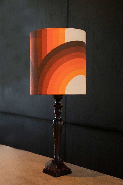 Handmade Lampshade From Lamp Love With Retro Print in the | Etsy Space Rainbow, Retro Lampshade, Colors Orange, Brown Tones, Retro Print, Retro Prints, Orange Brown, Live Light, Flower Power