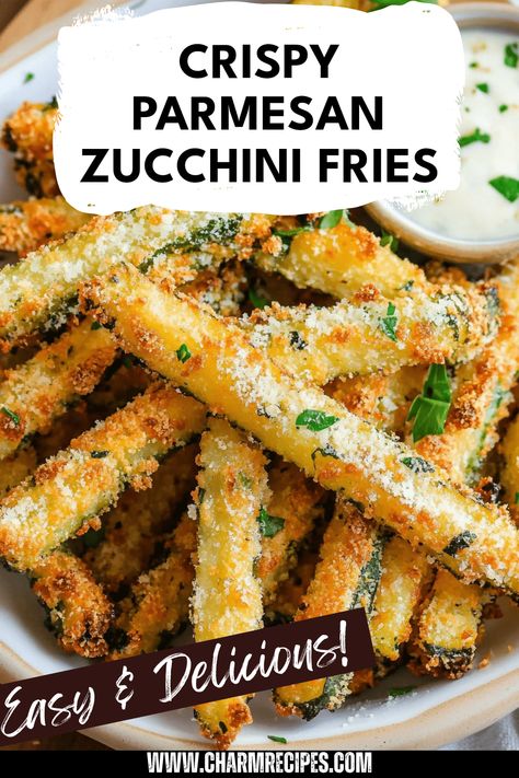 Looking for a delicious and healthy snack option? Try these crispy Parmesan zucchini fries! Sliced zucchini coated in a savory mix of Parmesan cheese and breadcrumbs, baked to a perfect golden brown. This easy snack recipe is perfect for anyone wanting a guilt-free treat that's crispy on the outside and tender inside. Ideal as an appetizer, party dish, or a satisfying vegetable side. Enjoy the delicious flavors while munching on this lower-carb alternative to traditional fries. Get ready to enjoy these mouthwatering zucchini sticks anytime! Lower Carb Snacks, Crispy Parmesan Zucchini, Salty Snacks Healthy, Savory Snacks Healthy, Vegetable Snack Ideas, Healthy Snacks Savory, Golden Zucchini, Fried Zucchini Sticks, Healthy Salty Snacks