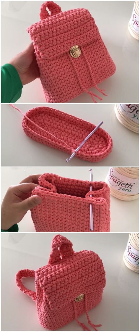 Crochet Pretty Easy Backpack | ilove-crochet | Bloglovin’ Modern Haken, Crochet Drawstring Bag, Tote Crochet, Crochet Backpack Pattern, Crochet Backpack, Crochet Bag Tutorials, Crochet Bag Pattern Free, Mode Crochet, Bag Pattern Free