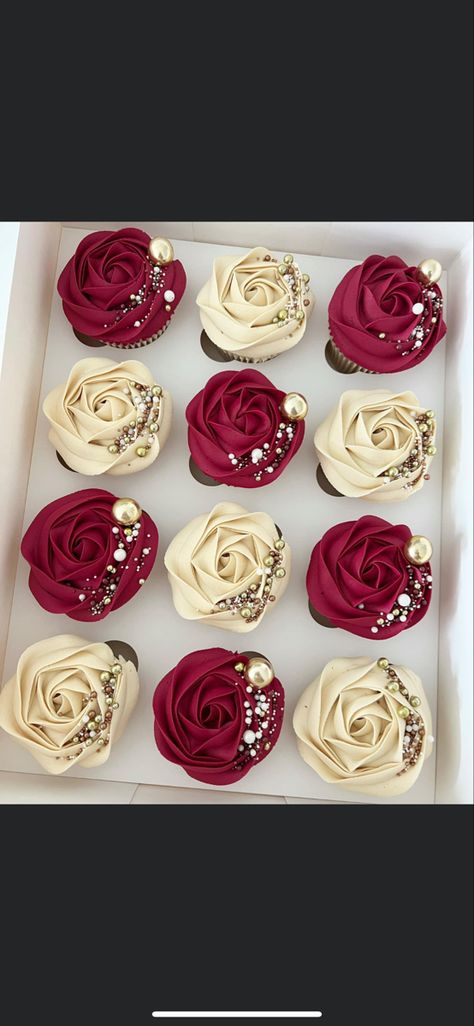 Red Silver Wedding, White Wedding Cupcakes, Wedding Cake Theme, Gold And Burgundy Wedding, Burgundy Wedding Theme, Burgundy Wedding Cake, Cupcake Tower Wedding, Burgundy And Blush Wedding, Red Cupcakes