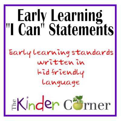 Early Learning I Can Statements from The Curriculum Corner Preschool I Can Statements Free, Preschool I Can Statements, I Can Statements Kindergarten, Preschool Conferences, Preschool Standards, I Statements, Head Start Classroom, Preschool Assessment, Infant Lesson Plans