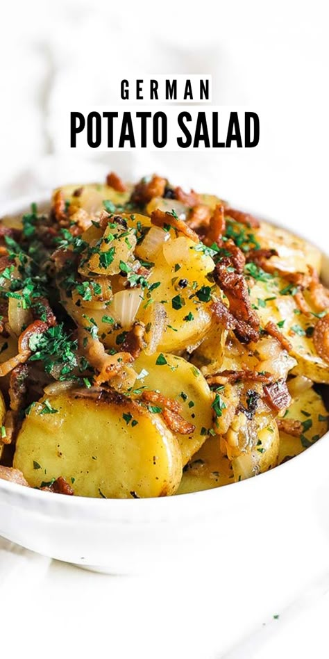 This tasty German potato salad is so easy to make and is jam-packed with caramelized onions and crisp thick-cut bacon. Easy German Potato Salad, German Potato Recipes, German Potato Salad Recipe, Chef Billy Parisi, German Food Authentic, Billy Parisi, Potato Salads, Hot Potato, German Potato