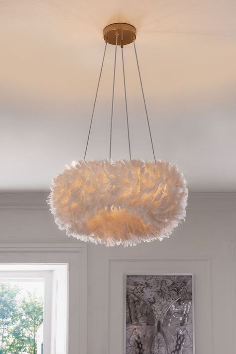 Modern Lighting Chandeliers Bedroom, Lights For Ceiling Bedrooms, Feather Ceiling Light, Feather Bedroom Ideas, Cute Bedroom Lights Ceilings, Chandelier In Bedroom Ideas, Cute Chandelier For Bedroom, Quirky Chandelier, Bedroom Lighting Ideas Hanging