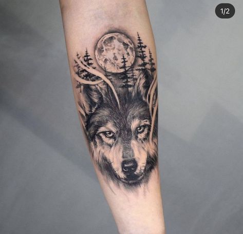 Wolf Tattoo Forearm, Wolf And Moon Tattoo, Witcher Tattoo, Wolf Tattoo Meaning, Wolf Tattoos For Women, Wolf Tattoo Ideas, Wolf And Moon, Wolf Tattoos Men, Wolf Tattoo Sleeve