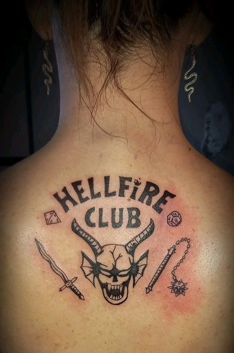 Hellfire Club Tattoo, Shameless Inspired Tattoos, Eddie Munson Tattoo Ideas, Eddie Munson Tattoos, Ahs Tattoo Ideas, Quotes Tattoo Design, Tattoo Animation, Animation Tattoo, Life Tattoo Ideas