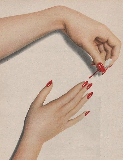 CUTEX VINTAGE AD RED NAILS Heather Chandler, Fran Fine, Yennefer Of Vengerberg, Vintage Nails, Dream Aesthetic, Red Nail Polish, Red Nail, I'm With The Band, Elegant Nails