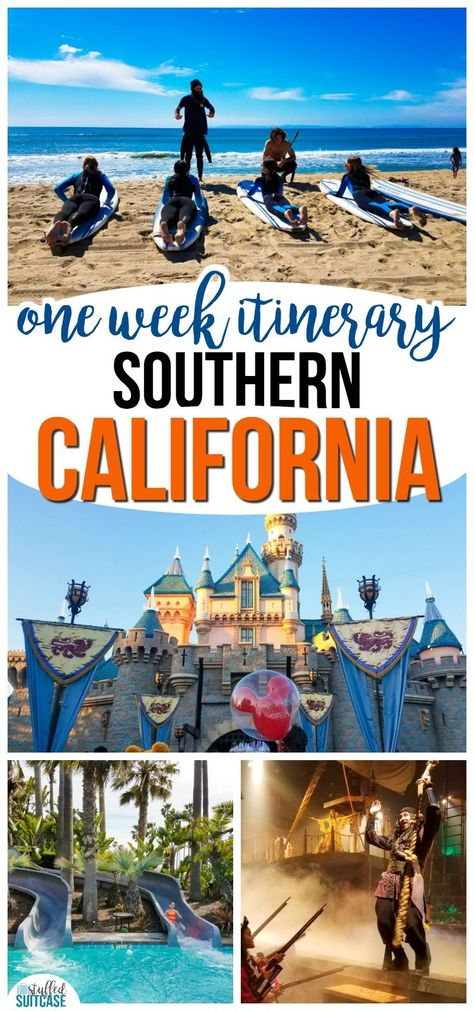 Plan the best vacation with these tips for a one week itinerary for Southern California | Disneyland | California travel | family travel via @stuffedsuitcase La Itinerary, California Day Trip Ideas, California Itinerary 1 Week, Things To Do In Southern California, California Adventure Itinerary, Southern California Family Vacation, Southern California Travel, California With Kids, California Vacation