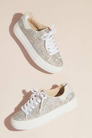 View Sparkly Crystal Platform Sneakers SBBRET Sparkly Wedding Heels, Sparkly Sneakers, Bride Sneakers, Bridesmaids Heels, Sparkly Wedding Shoes, Bridal Sneakers, Perfect Wedding Shoes, Wedding Sneakers, Sparkly Wedding