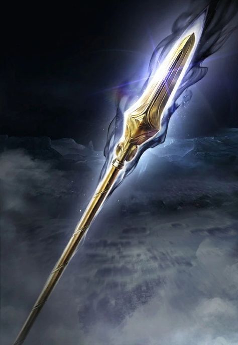 Lightning Spear Fantasy, Golden Spear Fantasy, Fantasy Spear Art, Magic Spear Concept Art, Spear Fantasy Art, Spear Anime, Dnd Spear, Spear Concept Art, Spear Rpg