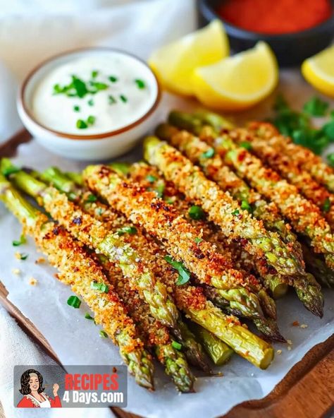 Homemade V8 Juice Asparagus Fries Air Fryer, Panko Asparagus, Baked Asparagus Fries, Homemade V8 Juice, Crispy Asparagus, Crispy Vegetables, Table Meals, Air Fryer Asparagus, Fried Asparagus