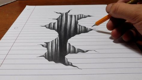 Drawings On Lined Paper, Illusion Kunst, Trick Art, Youtube Drawing, Optical Illusion Drawing, Illusion Drawings, 3d Art Drawing, Art Optical, Line Paper