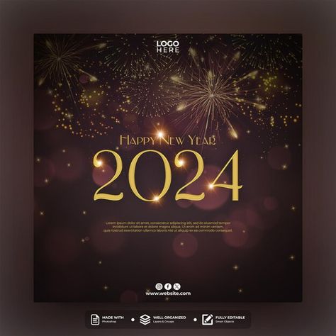 PSD happy new year social media post tem... | Premium Psd #Freepik #psd New Years Social Media Post, New Year Posts Social Media, New Year Social Media Post Design, Happy New Year Social Media Post, Happy New Year Post, New Year Social Media Post, New Year Social Media, Hindu New Year, Post Template Design