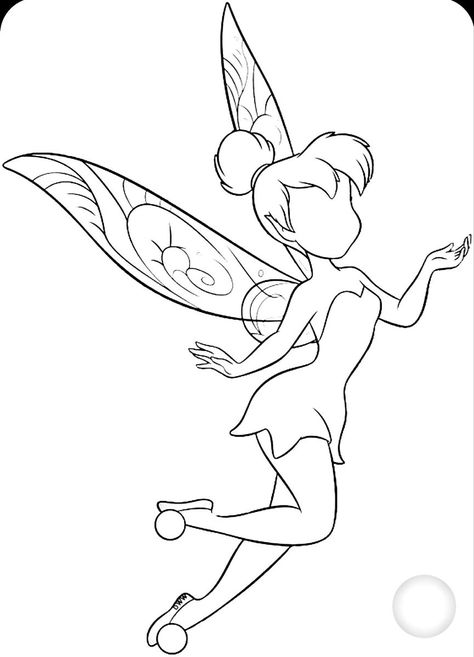 Tinker Bell Stencil, Tinker Bell Outline Tattoo, Tinkerbell Line Art, Tinkerbell Tattoo Designs, Disney Outline Tattoo, Tinker Bell Drawing, Tinkerbell Sketch, Fairy Outline, Tinkerbell Drawing