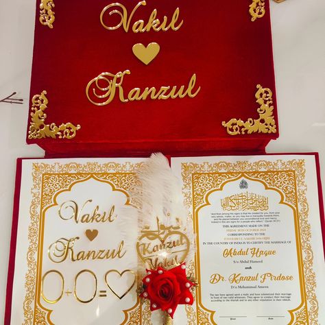 Beautiful Nikah nama. Customization available in any color and in any size . Amazing design to select from. Whats app to inquiry 8817097010 [Nikah nama, Nikah certificate, Nikah booklet, Nikah nama booklet, Nikah frame, nikah thumb board, wedding contract] #nikahnaama #nikahnamadesign #nikahnamabooklet #nikahnamahpen #nikahnamaframe #nikahaccessories #weddingaccessories #weddinginspiration Nikah Booklet, Nikah Frame, Nikah Certificate, Wedding Contract, Board Wedding, Wedding Quotes, Marriage Quotes, Whats App, Frame