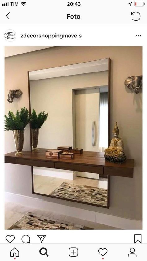 Bathroom Art Diy, Hall Entrada, Mirror Interior Design, Wall Shelves Bedroom, Urban Decor, Gold Bedroom, Home Entrance Decor, Mirror Interior, Entrance Decor