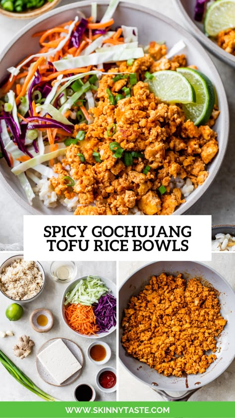 Gochujang Tofu, Crumbled Tofu, Tofu Bowls, Tofu Rice, Tofu Bowl, Raw Cabbage, Protein Veggies, Ww Food, Healthy Bowls Recipes