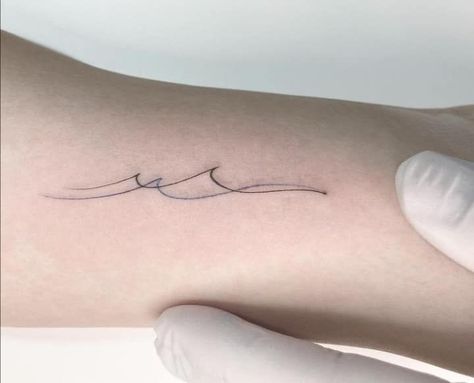 Ocean Wave Tattoo, Tattoo Wave, Minimal Tattoo Designs, Unique Tattoos For Women, Magic Runes, Ear Tattoo Ideas, Single Line Tattoo, Wave Tattoo, White Ink Tattoo