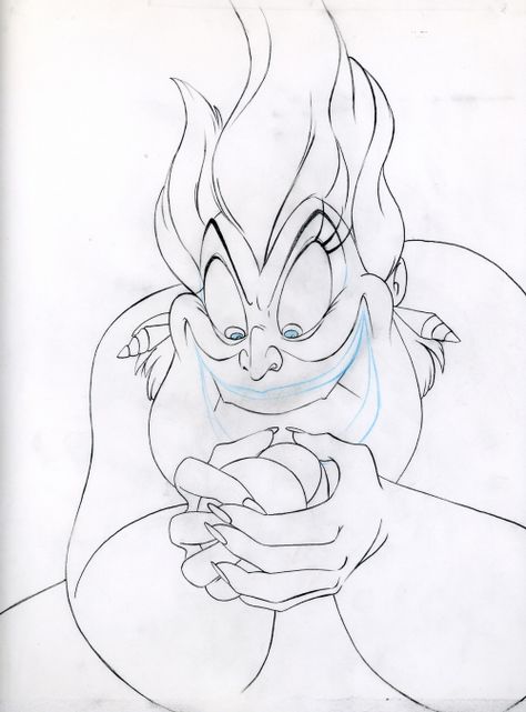 Ursula Ursula Sketch, Drawing Sketches Disney, Ursula Drawing, Ursula Art, Sketches Disney, Animation Desk, Disney Sleeve, Disney Drawing, Rough Sketches