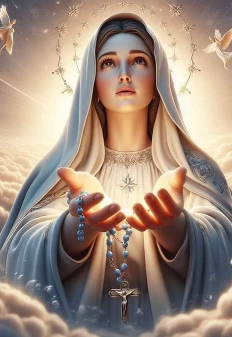 Rosary Mary, Mary Jesus Mother, Mother Mary Pictures, Terra Santa, Jesus Mother, Virgin Mary Art, Mother Mary Images, Blessed Mary, Images Of Mary