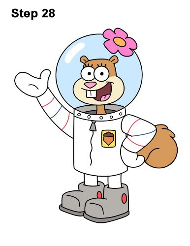 How to Draw Sandy Cheeks (SpongeBob SquarePants) Spongebob Characters Drawings, Sandy Cheeks Spongebob, Sandy From Spongebob, Sandy Spongebob, Draw Cartoon Characters, Spongebob And Sandy, Spongebob Cartoon, Spongebob Drawings, Spongebob Painting