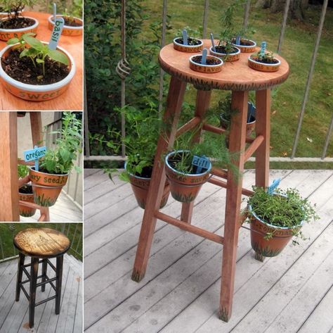 WhatToDoWithOld What To Do With Old Bar Stools? Stool Repurpose, Bar Stools Repurposed, Beautiful Planters, Bar Stool Makeover, Stool Ideas, Painted Bar Stools, Turquoise Paint, Stool Makeover, Stool Softener