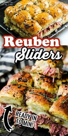 Corned Beef Sandwich Recipe, Reuben Sliders, Beef Sandwich Recipes, Corned Beef Sandwich, Slider Sandwiches, Beef Sliders, Corned Beef Recipes, Reuben Sandwich, Thousand Island Dressing