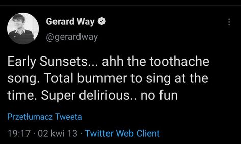 Early Sunsets Over Monroeville is my fav MCR song. I mean, this one is special because you will never find anything like that. Early Sunsets Over Monroeville, Mcr Songs, Mcr Memes, Crazy Man, I Love Mcr, Quitting Your Job, Me As A Girlfriend, Happily Married, Gerard Way