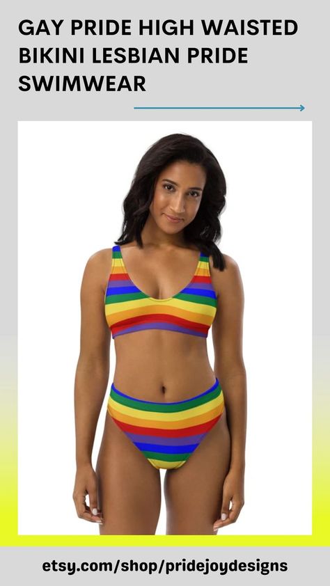 Gay Pride High Waisted Bikini Lesbian Pride Swimwear| Recyled Eco-Friendly Two Piece Swimwear, Rainbow Pride, Gay Pride, In Summer, Summer Style, Valencia, Womens Swimwear, Falling In Love, Summer Fashion