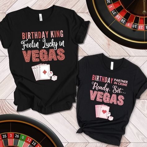 Vegas Birthday Couples Shirt Las Vegas Feelin' Lucky - Etsy UK Couples Vegas Shirts, Vegas Birthday Trip, Birthday Vacay, Vegas Birthday, Couples Shirts, Vegas Outfit, Vegas Strip, Birthday Tee, Sin City