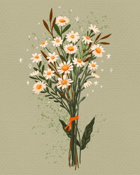 Daisy Cute Drawing, Hestia Painting, Floral Bouquet Drawing, Daisy Flower Aesthetic, Daisies Illustration, Spring Flowers Illustration, Daisy Flower Art, Daisy Illustration, Yellow Flower Art