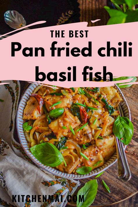 My chili basil stir fry with basa fish fillets is a delicious weekday dinner idea that you can pair alongside steamed rice, noodles or have it juat as is Chili Fish Recipe, Basa Recipe, Basil Stir Fry, Basa Fish Recipes, Stir Fry Fish, Fish Cutlets, Spicy Prawns, Pan Fried Fish, Fish Fillets