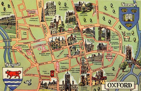 Oxford map postcard Oxford University England, Oxford Map, Cozy Academia, Rivals To Lovers, Oxford Books, Oxford Comma, Oxford City, Illustrated Maps, England Trip