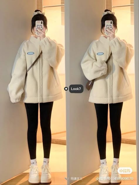 Korean Fashion Leggings, Kawaii Leggings Outfit, Korean Leggings Outfits, Leggings Outfit Korean, Winter Outfit Ideas For Women, Comfy Things, Fairytale Wedding Dress, Korean Winter Outfits, Long Sleeve Wedding Dresses