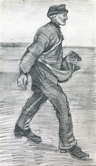 Vincent van Gogh, THE SOWER: FACING RIGHT, Pencil on paper Van Gogh Drawings, Australian Painting, Reflection Art, Vincent Van Gogh Art, Berthe Morisot, Monet Art, Edouard Manet, Camille Pissarro, Fine Art Drawing