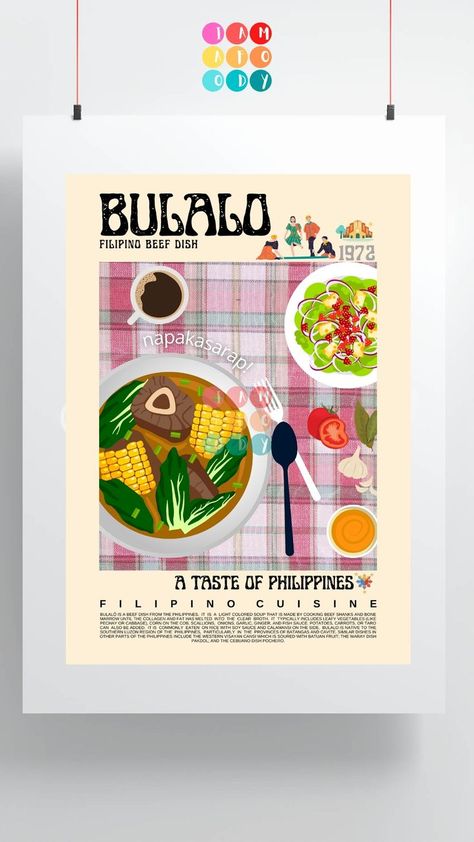 Filipino Food Illustration Art, Filipino Food Poster, Vintage Filipino Poster, Retro Filipino, Illustration Food Art, Canva Layout, Pagkaing Pinoy, Vintage Philippines, Filipino Christmas