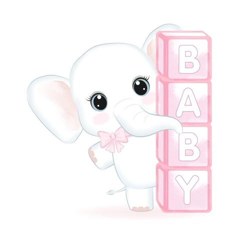 Baby Toy Box, Elephant With Baby, Box Illustration, Baby Boy Cards, Baby Art Projects, Baby Frame, Baby Stickers