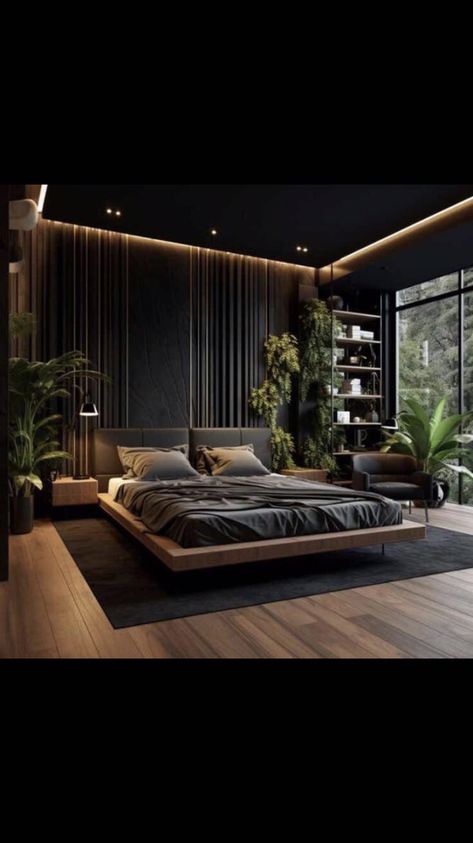 Rustic Bed Design, Diy Modern Bed, Ideas Dormitorio, Dark Bedroom Aesthetic, King Size Bed Designs, Beautiful Bed Designs, Simple Bed Designs, Black Bedroom Design, Bed Design Ideas