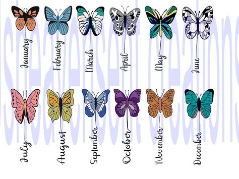 Birth Butterflies, Birth Month Butterfly, Month Butterfly, Zodiac Flowers, Customize Gifts, Butterfly Name Tattoo, Tattoos Infinity, Rainbow Tattoos, Tattoos Mandala