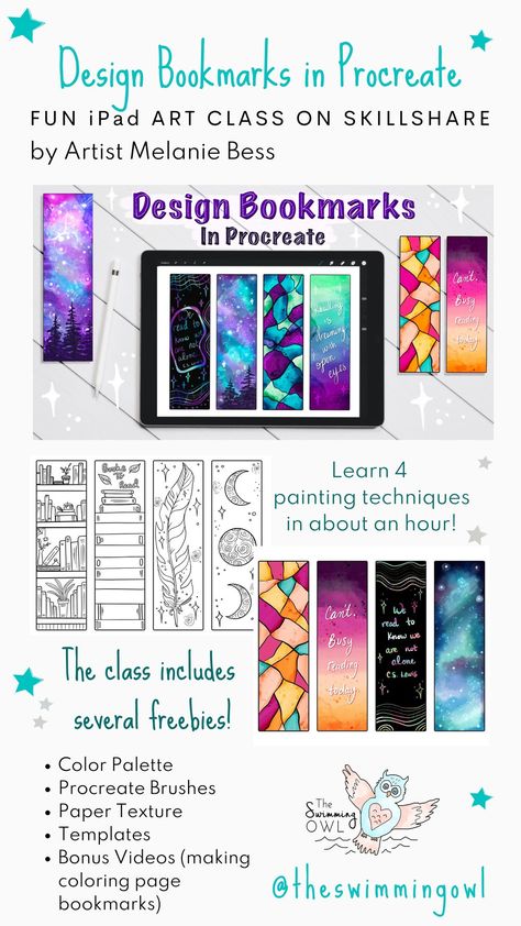 Bookmarks In Procreate, Procreate Gift Ideas, Procreate Bookmark, Procreate Coloring Pages Free, Procreate Galaxy, Paint Bookmarks, Learn Procreate, Procreate Classes, Procreate Resources