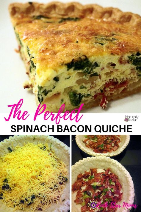 Spinach And Bacon Quiche, Spinach Bacon Quiche, Breakfast Quiche Recipes Easy, Quiche Recipes Healthy, Quiche Recipes Crustless, Bacon Quiche Recipe, Bacon Spinach Quiche, Spinach And Bacon, Spinach Quiche Recipes