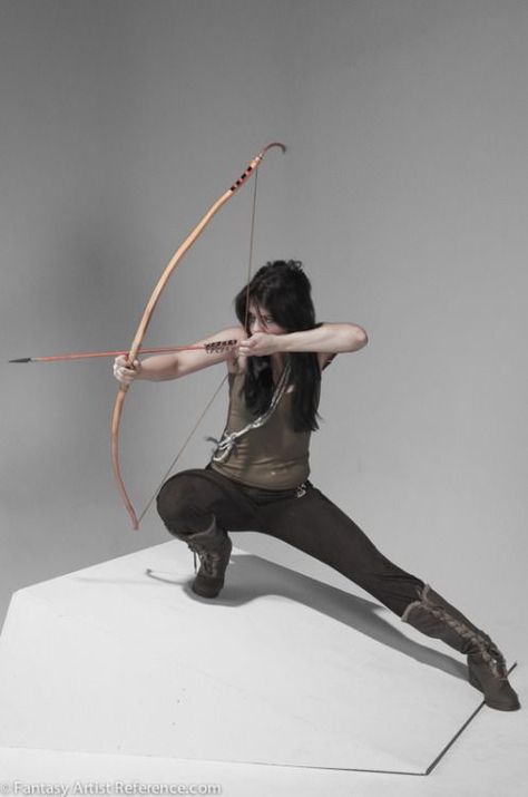 Bow And Arrow Pose, Archer Pose, Archery Poses, Action Pose Reference, People Poses, Female Pose Reference, Body Reference Poses, Bow And Arrow, Human Poses Reference