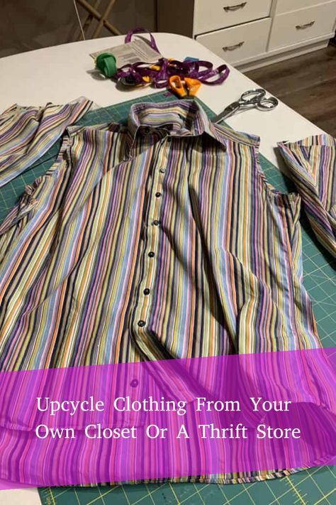 Upcycle Clothing From Your Own Closet or a Thrift Store Thrift Rework, Thrift Upcycle Clothes Ideas, Upcycle Clothes Thrift Store, Upcycle Clothes Diy Easy, Remake Clothes Refashioning, Tshirt Upcycling, Thrift Upcycle Clothes, Upcycle Wardrobe, Refashion Clothes Upcycling