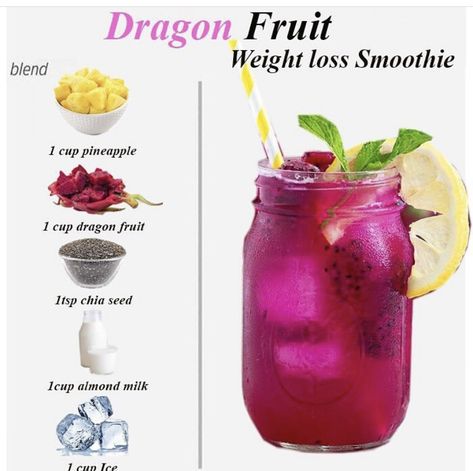 Healthy Dragon Fruit Smoothie, Dragon Fruit Recipe, Dragon Fruit Smoothie Recipe, Drinking Healthy, Dragonfruit Recipes, Dragon Fruit Benefits, Dragon Fruit Smoothie, Plats Healthy, Fruit Smoothie Recipes Healthy