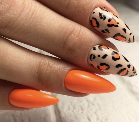 Orange Cheetah Print Nails, Nails Primavera 2022, Orange Cheetah Nails, Orange Leopard Nails, Nail 2023 Summer, Summer Nail 2023, Design Summer Nails, Safari Nails, Summer Nails Ideas