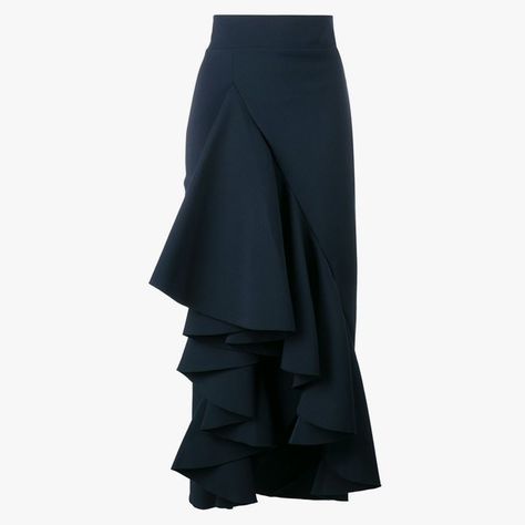 Awake ruffled maxi skirt, $715, farfetch.com Long Ruffle Skirt, Ruffled Maxi Skirt, Long Blue Skirts, Áo Blu, Blue Maxi Skirt, Ruffle Maxi Skirt, High Waisted Maxi Skirt, Maxi Rok, Rock Outfit