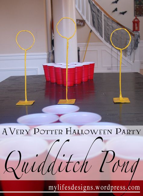 Quidditch Beer Pong, Harry Potter Beer Olympics, Harry Potter Beer Pong, Table Quidditch, Yule Ball Party, Quidditch Pong, Harry Potter 11th Birthday, Harry Potter Party Theme, Hp Birthday Party